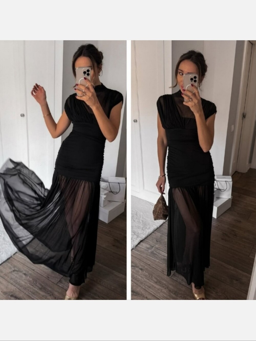 Zara Draped Midi Dress Black - Picture 4 of 16